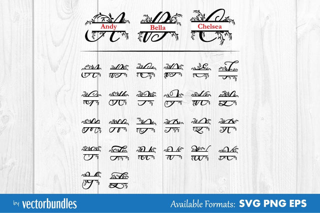 Floral monogram split svg SVG vectorbundles 