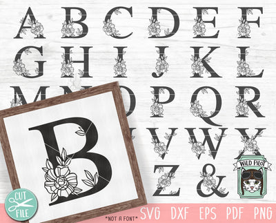 Floral Monogram SVG, Alphabet SVG, Flower Letter SVG, Floral Letter SVG, Flower Alphabet Cut File, Floral Alphabet Cut File, Monogram SVG File SVG Wild Pilot 