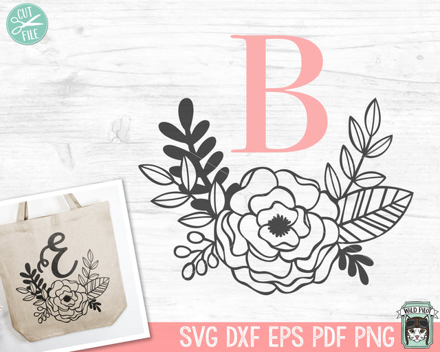 Floral Monogram SVG Cut File SVG Wild Pilot 