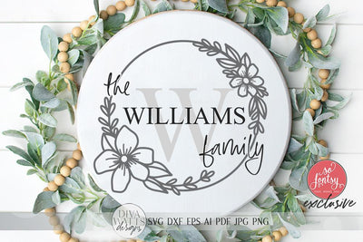 Floral Monogram SVG | Farmhouse Round Sign SVG | dxf and more! | So Fontsy Exclusive SVG Diva Watts Designs 