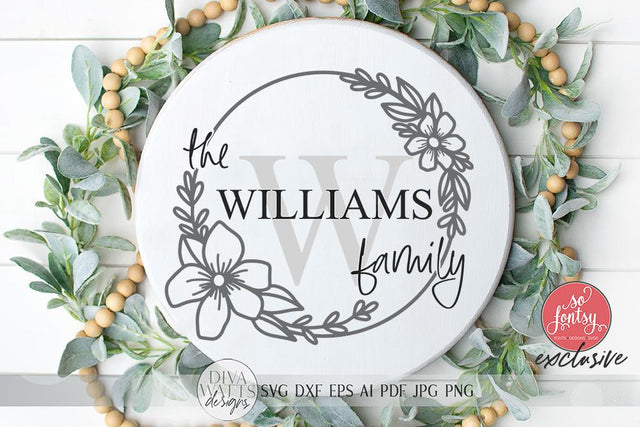 Floral Monogram SVG | Farmhouse Round Sign SVG | dxf and more! | So Fontsy Exclusive SVG Diva Watts Designs 