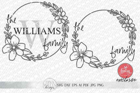 Floral Monogram SVG | Farmhouse Round Sign SVG | dxf and more! | So Fontsy Exclusive SVG Diva Watts Designs 