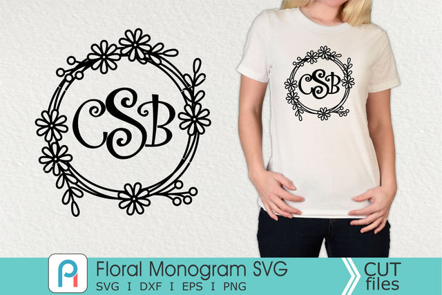 Floral Monogram Svg, Floral Svg, Floral Clipart SVG Pinoyart Kreatib 