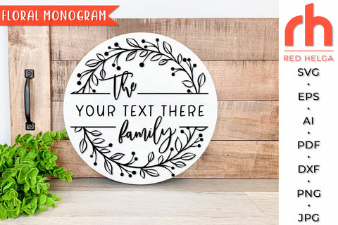 Floral Monogram SVG - Leaves Frame Cut File SVG RedHelgaArt 