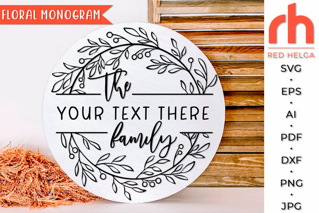 Floral Monogram SVG - Leaves Frame Cut File SVG RedHelgaArt 