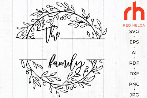 Floral Monogram SVG - Leaves Frame Cut File SVG RedHelgaArt 