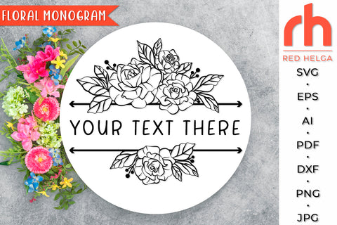 Floral Monogram SVG - Leaves Frame Cut File SVG RedHelgaArt 