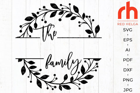 Floral Monogram SVG - Leaves Frame Cut File SVG RedHelgaArt 