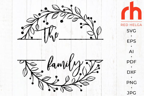Floral Monogram SVG - Leaves Frame Cut File SVG RedHelgaArt 