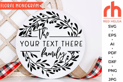 Floral Monogram SVG - Leaves Frame Cut File SVG RedHelgaArt 