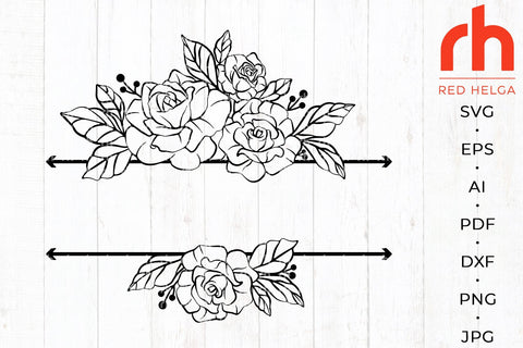 Floral Monogram SVG - Leaves Frame Cut File SVG RedHelgaArt 