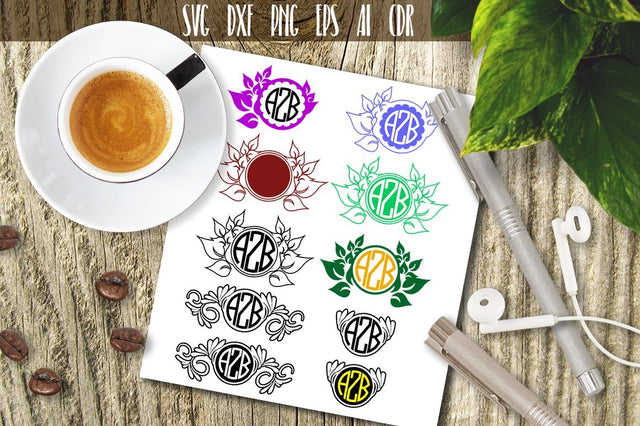 Floral monogram SVG, Leaves ornaments SVG VectorSVGdesign 
