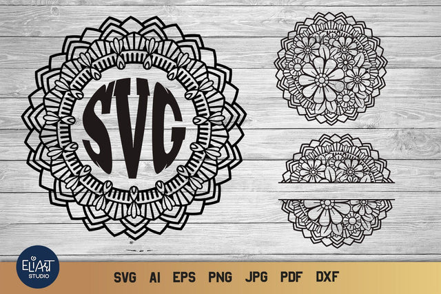 Floral Monogram SVG, Split Monogram SVG, Flower Mandala. SVG Elinorka 