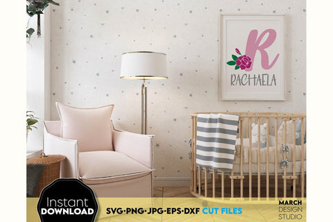 Floral Monogram SVG, Split Monogram SVG, Monogram Letter SVG, Monogram Alphabet SVG SVG March Design Studio 