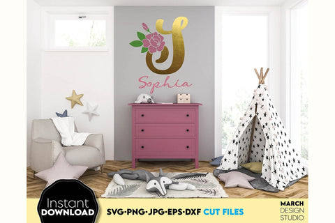 Floral Monogram SVG, Split Monogram SVG, Monogram Letter SVG, Monogram Alphabet SVG SVG March Design Studio 