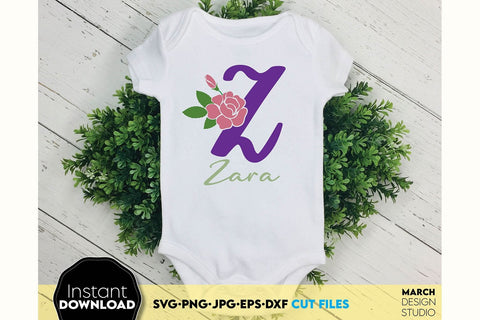 Floral Monogram SVG, Split Monogram SVG, Monogram Letter SVG, Monogram Alphabet SVG SVG March Design Studio 