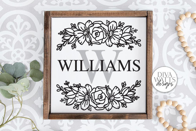 Floral Monogram SVG SVG Diva Watts Designs 