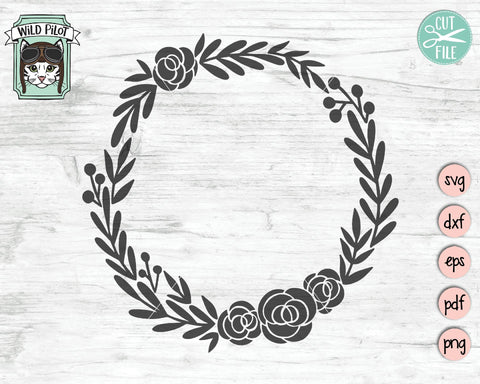 Floral Monogram Wreath Frame SVG Cut File SVG Wild Pilot 