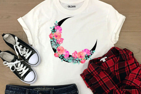 Floral Moon Sublimation I Moon Flowers Sublimation Designs Sublimation Happy Printables Club 