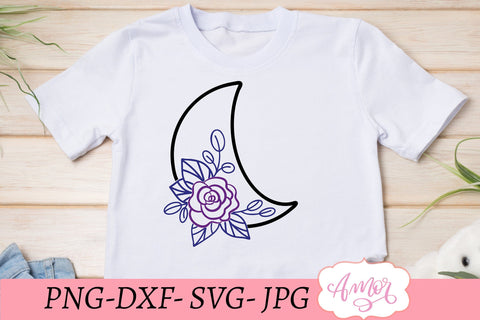 Floral moon SVG, crescent moon svg SVG Amorclipart 