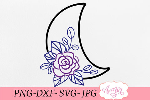 Floral moon SVG, crescent moon svg SVG Amorclipart 