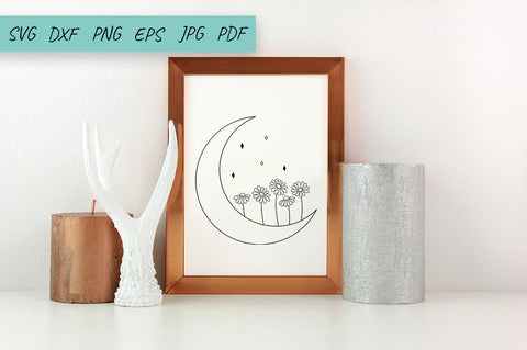 Floral Moon SVG, Crescent moon with Daisy, Flower Moon SVG SVG Irina Ostapenko 