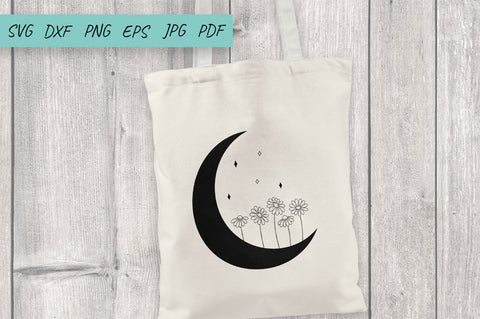 Floral Moon SVG, Crescent moon with Daisy, Flower Moon SVG SVG Irina Ostapenko 