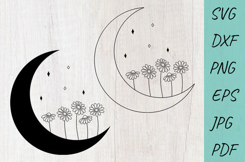 Floral Moon SVG, Crescent moon with Daisy, Flower Moon SVG SVG Irina Ostapenko 