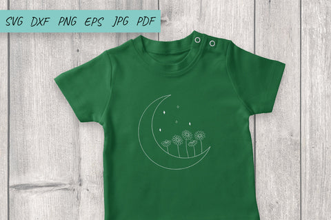 Floral Moon SVG, Crescent moon with Daisy, Flower Moon SVG SVG Irina Ostapenko 