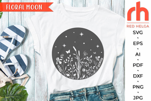 Floral Moon SVG - Flower Luna Cut File SVG RedHelgaArt 
