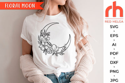 Floral Moon SVG - Flower Luna Cut File SVG RedHelgaArt 