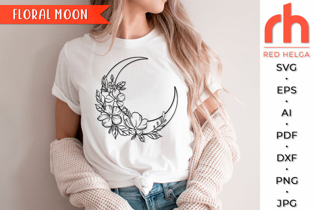 Floral Moon SVG - Flower Luna Cut File SVG RedHelgaArt 