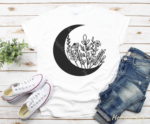 Floral Moon svg, Moon Crescent Svg SVG _HelArtShop_ 