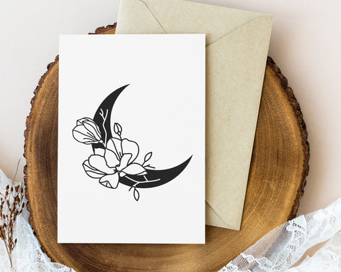 Floral moon svg, сelestial svg, crescent moon svg SVG Pretty Meerkat 