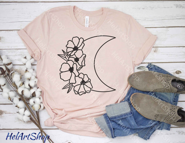 Floral Moon Svg SVG _HelArtShop_ 