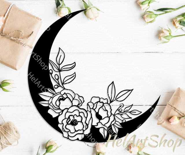 Floral moon svg SVG _HelArtShop_ 