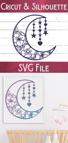 Floral Moon SVG SVG Wispy Willow Designs 
