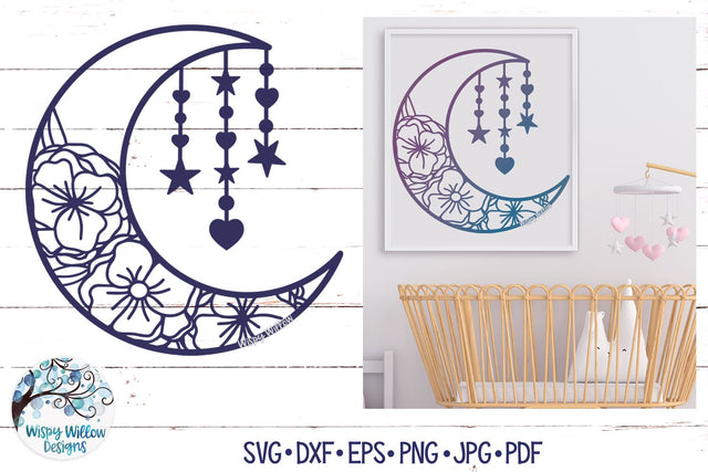 Floral Moon SVG SVG Wispy Willow Designs 