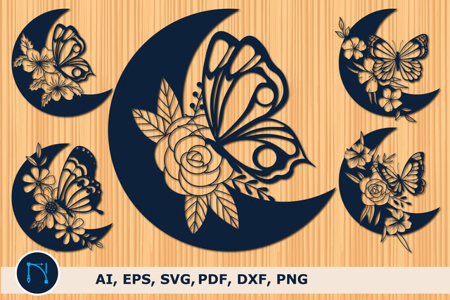 floral moon with butterfly SVG bundle SVG MD JOYNAL ABDIN 