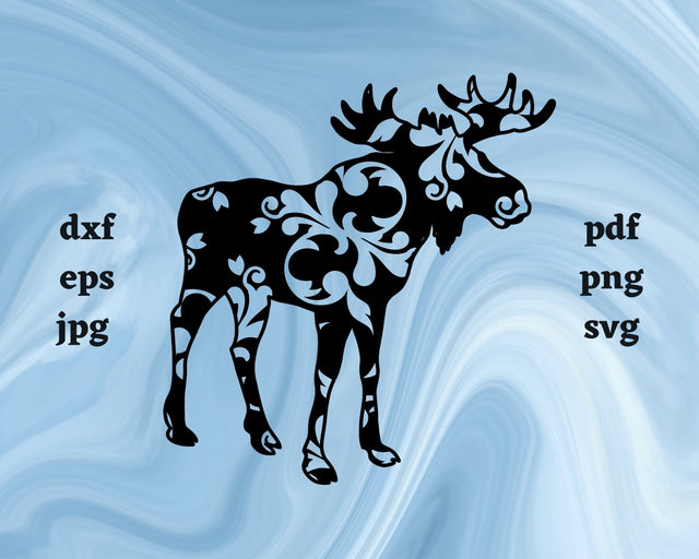 Floral Moose SVG Cut File SVG Northern Light SVG 