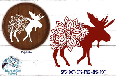 Floral Moose SVG SVG Wispy Willow Designs 
