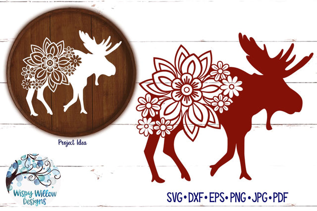 Floral Moose SVG SVG Wispy Willow Designs 