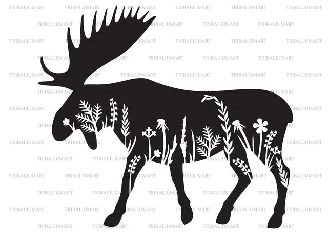 Floral moose SVG TribaliumArtSF 