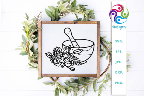 Floral Mortar SVG Cut File SVG Sintegra 