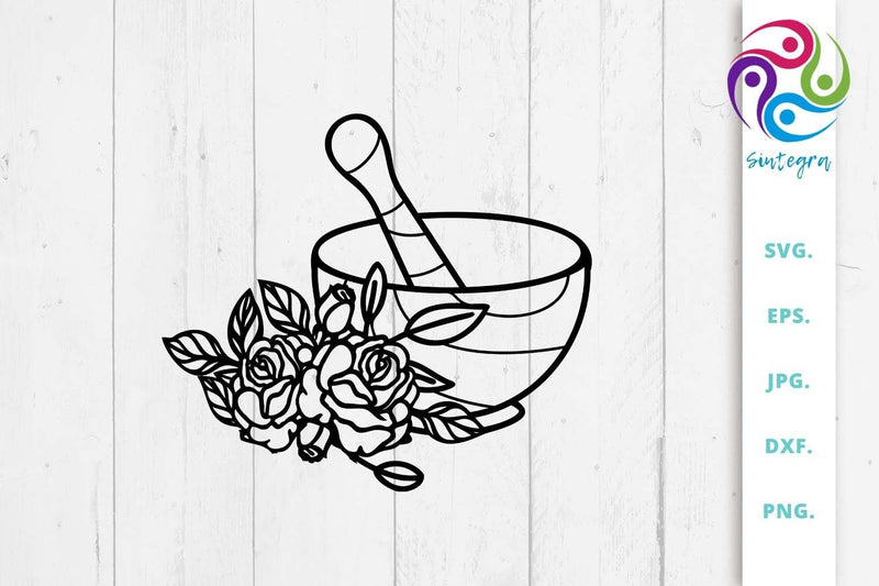 Floral Mortar SVG Cut File SVG Sintegra 