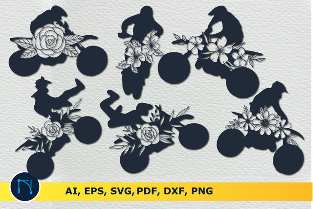 floral motorbike Silhouettes SVG bundle SVG MD JOYNAL ABDIN 