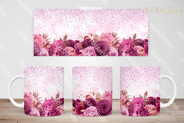Floral Mug PNG, Pink Mug Png, 11Oz Mug Sublimation Sublimation _HelArtShop_ 