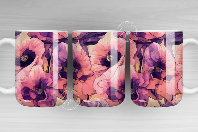 Floral Mug PNG, Wild Flower Mug Sublimation, Watercolor Flower Mug, 11 & 15 Oz Mug Sublimation Wrap, Digital File Sublimation Syre Digital Creations 