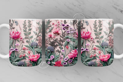 Floral Mug PNG, Wild Flower Mug Sublimation, Watercolor Flower Mug, Earthy Print Mug Design, 11 & 15 Oz Mug Sublimation Wrap, Digital File Sublimation Syre Digital Creations 