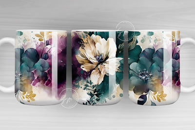Floral Mug PNG, Wild Flower Mug Sublimation, Watercolor Flower Mug, Earthy Print Mug Design, 11 & 15 Oz Mug Sublimation Wrap, Digital File Sublimation Syre Digital Creations 